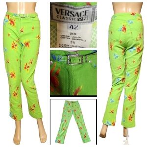 Versace Classic V2 green floral pants. Size 42